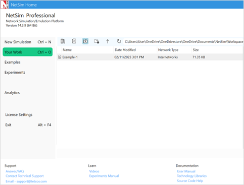 Workspaces and Experiments — NetSim v14.4 Help documentation