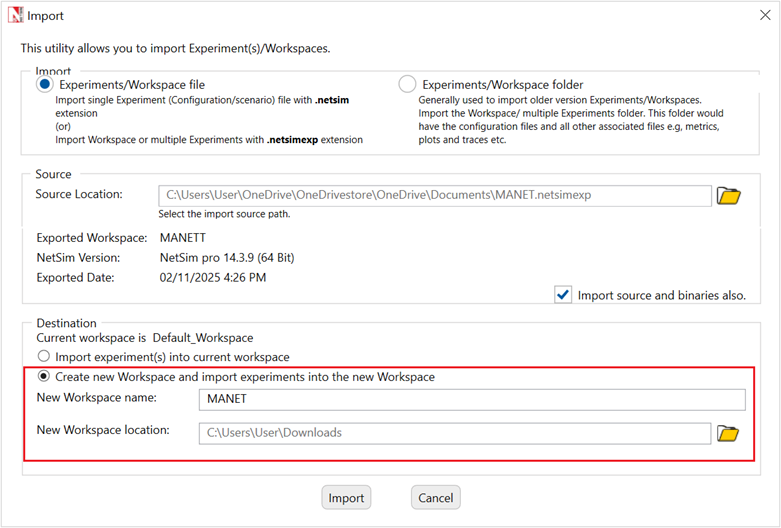 Workspaces and Experiments — NetSim v14.4 Help documentation