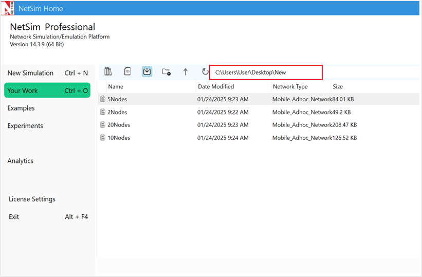 Workspaces and Experiments — NetSim v14.4 Help documentation