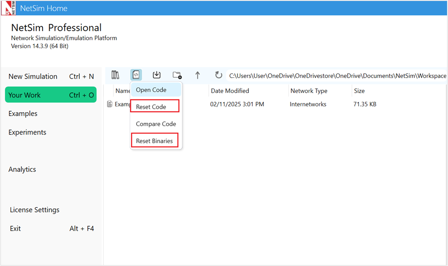Workspaces and Experiments — NetSim v14.4 Help documentation